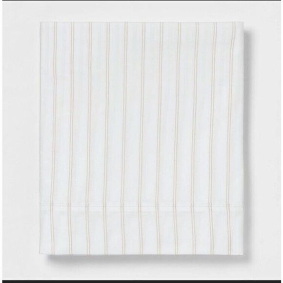 Threshold Full Kaki Striped Bed Flat Top Sheet - Picture 9 of 9